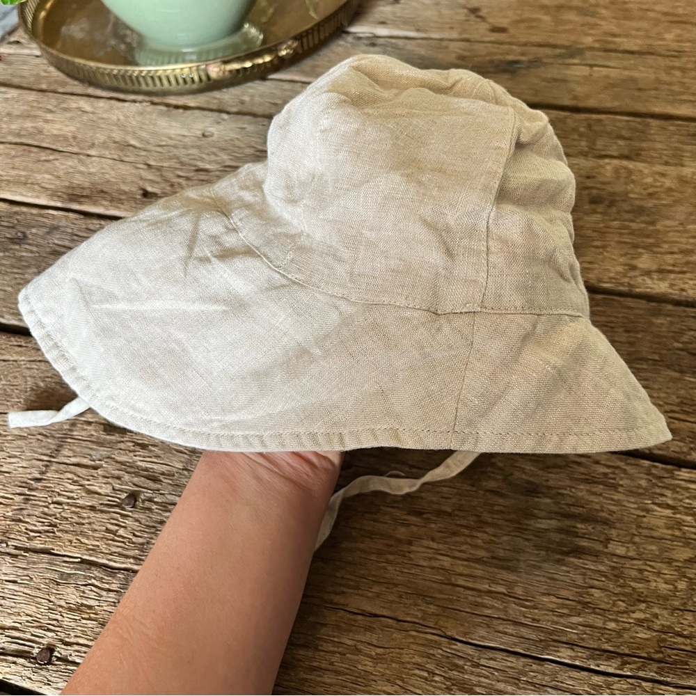 Kids Linen Cream Sun Hat